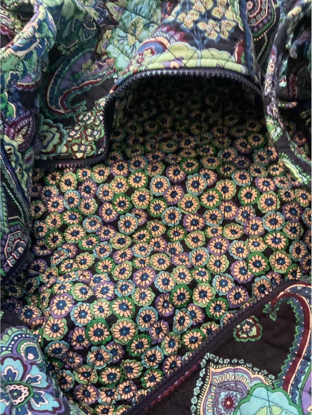 Vera Bradley Signature Travel Duffel Bag - Floral Green & Purple - Picture 12 of 12
